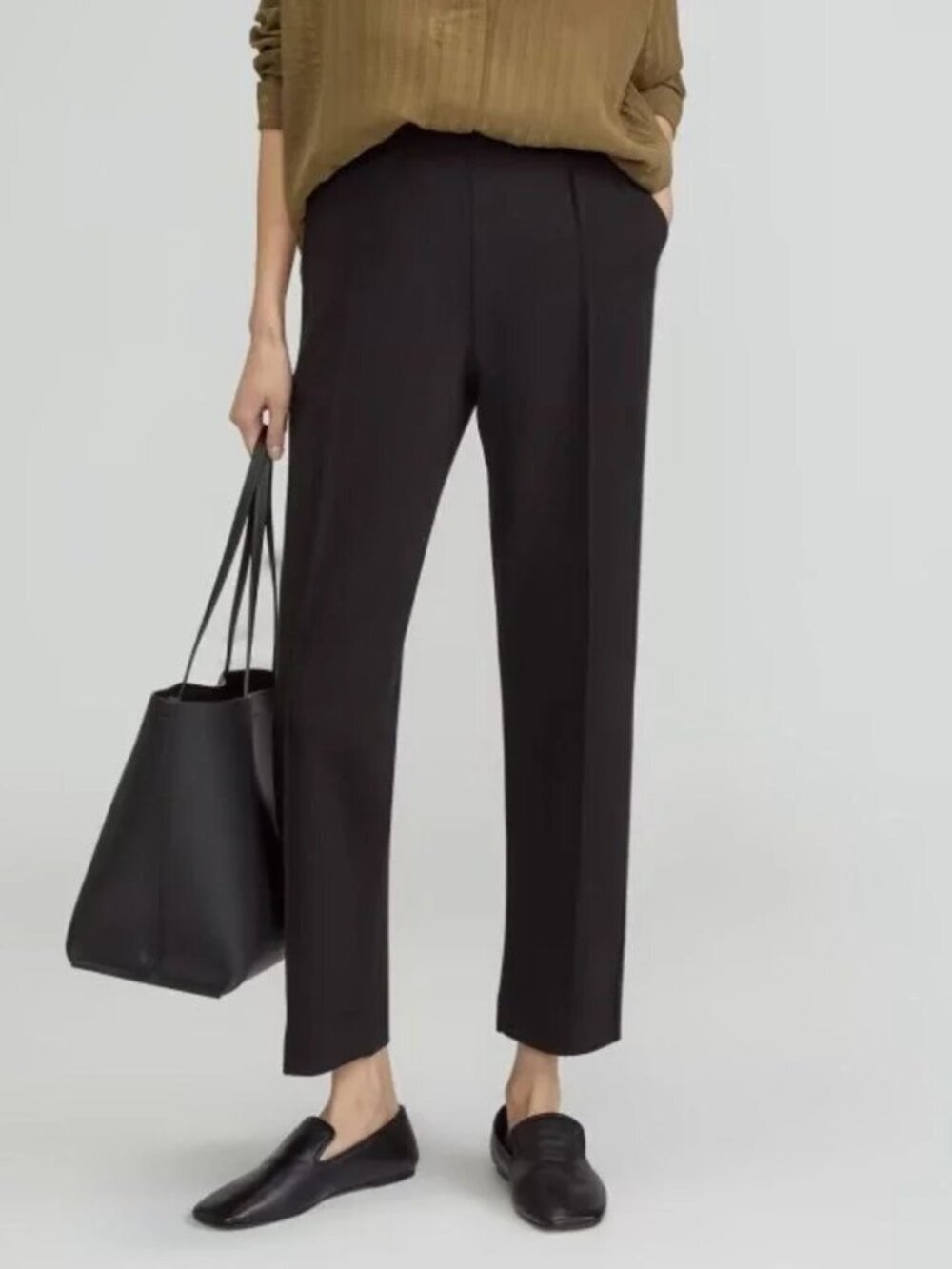 Everlane Pant The Dream Pant Pull On Elastic Waist Tapered Ankle Length